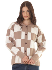 Saco Cuadros Café y Blanco