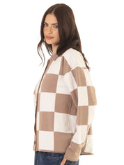 Saco Cuadros Café y Blanco