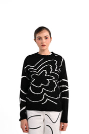 Begonia Black Crewneck